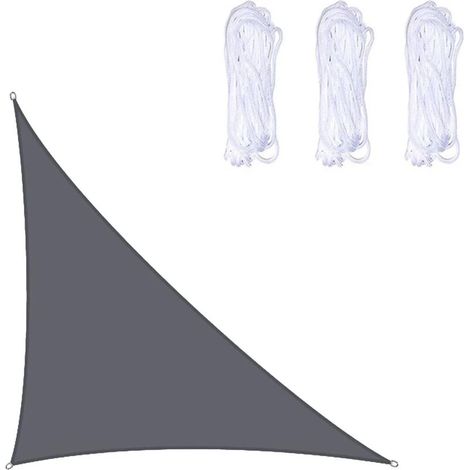 Voile d'ombrage triangulaire 4 x 4 x 5,7 m, protection UV, pour terrasse, jardin - Gris (1/4)