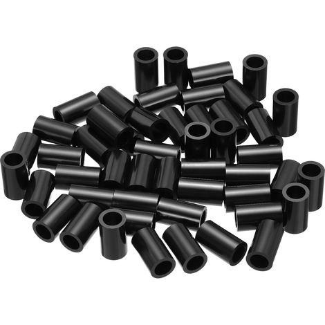 50Pcs Entretoise ABS M8 x 12mm OD x 20mm L Rondelles d'Espacement Rondes en Plastique Noir, Écrou d'Écartement Non Fileté pour Vis, Boulons, Prise Électrique (1/5)