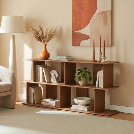 Scaffale da Terra Gäljami con 4 Scomparti Aperti 160 x 35 x 74 cm - Effetto Noce [en.casa]