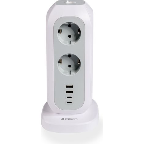 Multiprise tour Verbatim EUPT-01 11 prises secteur, 2 ports USB, 2 ports USB-C (1/5)