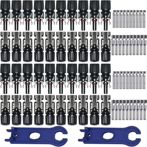 20 Paires Connecteur MC4 Solaire Photovoltaïque, Connecteur PV Mâle/Femelle, Double Anneaux Joint étanche, pour Photovoltaïque Panneau Solaire Cable Accessoires (1/5)