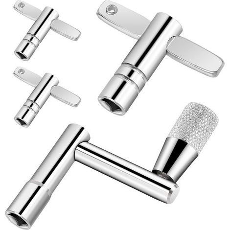 Llave de afinación para batería,4 piezas de llave de afinación plateada para batería,llaves de afinación para batería,llave de metal para batería (1/5)