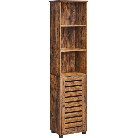 Colonna Bagno Loft in Legno Rustico con Ante a Persiana (1/5)
