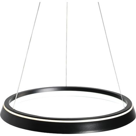 Suspension Luminaire LED Anneau circulaire Lustre Réglable Lumière chaude Noir 60cm (1/5)