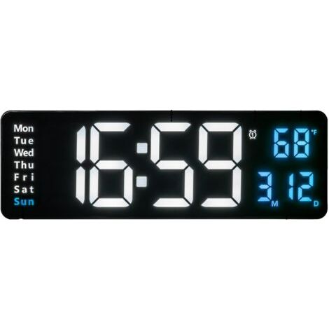 Horloge Murale Digitale LED, 16 Pouces Grand Écran avec Compte à Rebours Température Intérieure Calendrier Télécommande Luminosité Réglable pour Salon Chambre (1/5)
