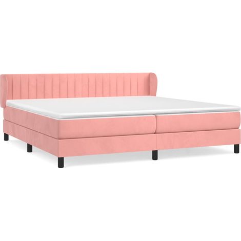 Maison Exclusive - Cama box spring con colchón terciopelo rosa 20