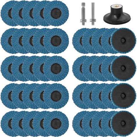 48 Stück Fächerscheiben 50 mm, 80 Körnung Roll Lock Schleifscheiben für Druckluftschleifer mit 1/4 Zoll Schaft, Schleifpads und Schleifräder für Farbe- und Rostentfernung (1/5)