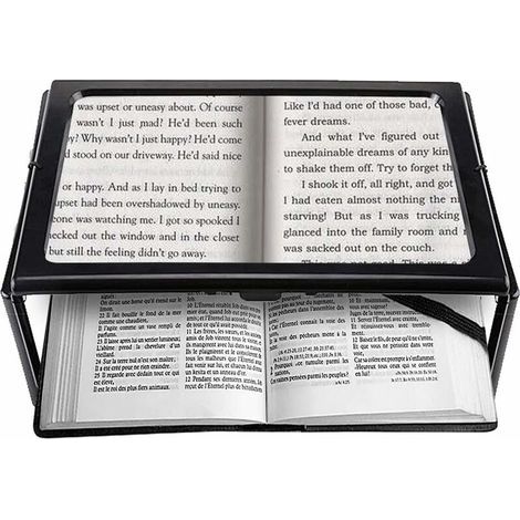 A4 Pleine Page Loupe de Lecture Loupe Sur Pied Rectangulaire Mains Libres avec 4 LED Lampe Lentille de Grossissement 3X pour Lire pour les Personnes âgées Les Aînés et Les Malvoyants de (1/5)