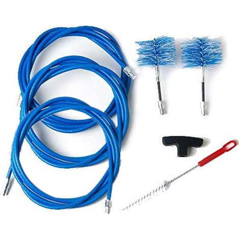 KIT de 9 metros y 2 escobillas para pellets, 80 mm, limpieza de estufa, tubos y chimenea