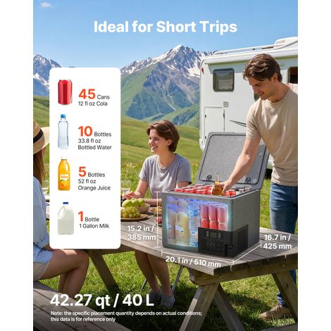 Glacière Électrique Voiture 12/24 V CC 40 L, Réfrigérateur Portable Ultra-léger en EPP, pour Camping Voyage Plage Pêche, Mini Frigo… (1/5)