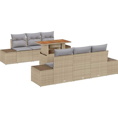 Maison Exclusive - Set da Pranzo per Giardino con cuscino 7 pcs Beige e grigio (1/5)