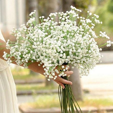 Gypsophila - Bouquet Artificiel 40,5 cm - Fleur Blanche en Soie Synthétique - Décoration Mariage et Intérieur - 1 Pièce (1/5)