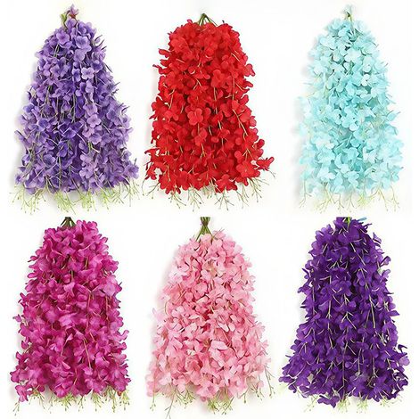 6 styles de bouquets de glycine artificielle, fleurs suspendues de 60 cm de long, fleurs décoratives pour plafonds de mariage et aménagements paysagers de jardin-AquaForge (1/4)