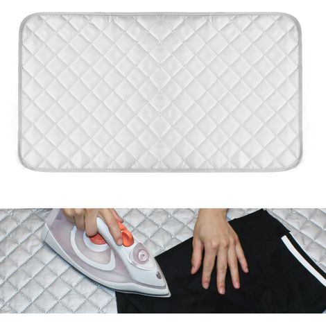 Alfombrilla de planchado portátil - Tabla de planchar pequeña de viaje de 48 x 85 cm - Alfombrilla de planchado plegable, almohadilla de algodón resistente al calor para planchado a vapor de escritori (1/5)