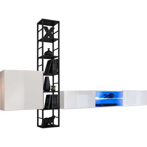 Ensemble meubles de salon style industriel SWITCH M6 – Coloris gris – Éclairage LED intégré