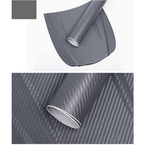 Film adhésif décoratif en vinyle effet fibre de carbone 3D gris foncé, 1,52 m x 60 cm, pour extérieur de voiture (rouleau RN) WHBYV (1/4)
