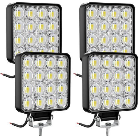 antom 4 Pcs phare de travail led,3.3 pouces carré mini 72W Projecteur 12V 24V LED lampe pour offroad voiture exterieur camions SUV 4x4 tracteur (1/5)