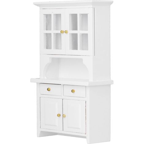 Meuble de cuisine miniature en bois blanc pour maison de poupée à l'échelle 1:12 (modèle simulé) (1/5)