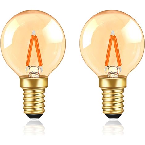 G40 Vintage Mini Ampoule E14 LED 1W, Ambre Edison Ampoule E14 de Remplacement 10W pour Lumières Décoratives, Blanc Chaud 2200K, Non Dimmable, Lot de 2