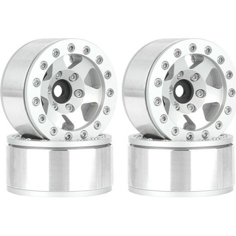 Voiture D'Escalade de Pneu de Roue en Métal de 1,55 Pouces à Bords Argentés AX90069 pour JIMNY CC01 (1/2)