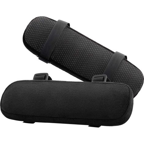 Coussin Pour Accoudoir De Chaise - Mousse À Mémoire De Forme Haute Densité - Décompression Des Avant-Bras - Réglable Universel - Noir - Lot De 2 (1/5)