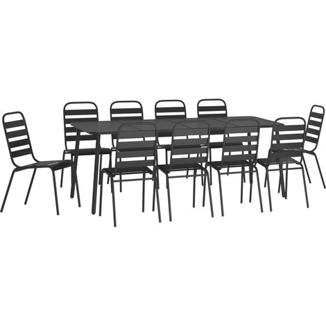 Conjunto de comedor para jardín exterior de 11 piezas en acero antracita 020013570