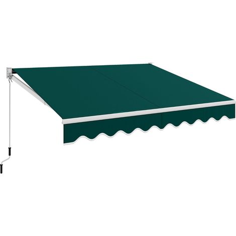 Tenda da sole retrattile/tenda da sole 295 x 250 cm angolo regolabile 40°-100° facile da installare alluminio verde 200013632