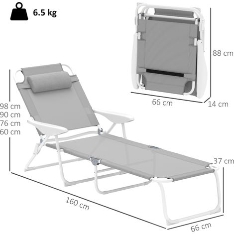 Transat pliable, Transat de jardin avec coussin, Chaise longue anti-gravité, Dossier réglable en 9 positions, Chaise de jardin portée jusqu'à 150 kg, Pour jardin, vacances, extérieur, plage, Noir+Gris (1/5)