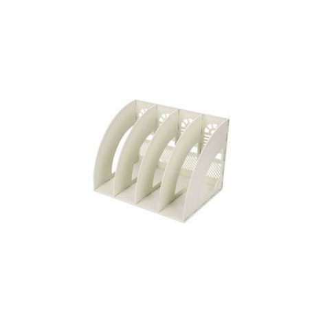Organizador de escritorio, organizador de mesa de plástico con 4 compartimentos, revistero DIY, caja de almacenamiento para papel A4, documentos, carpetas, revistas, cuadernos, CD y libros - Crezuo