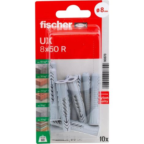 FISCHER 090870 Universaldübel UX 8 x 50 R mit Rand, 10 Stk (1/5)