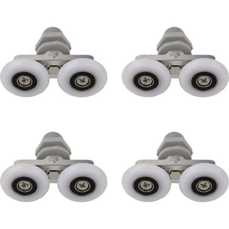 Roulettes Doubles pour Porte de Douche Roulettes pour Porte de Douche Roulettes Coulissantes Porte Salle de Bain Douche Rouleau de Douche de Rechange,Pièces de rechange pour salle de bain 25mm (1/5)