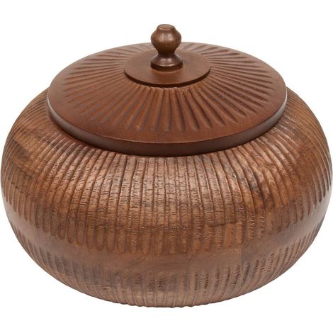 Scatola decorativa nolane rotonda 19x19 cm marrone - Atmosphera créateur d'intérieur (1/2)