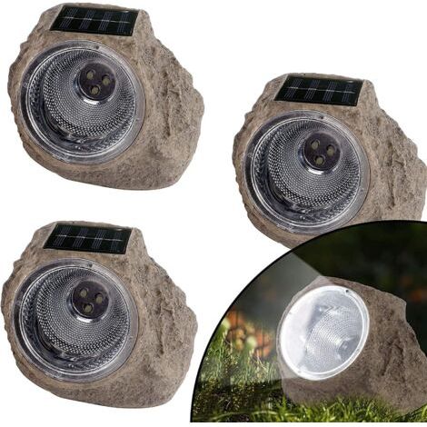 3 Pièces Lampes Solaires de Roche, Lumière de Pierre de Jardin à énergie Solaire Extérieur Projecteur LED étanche Décoratif pour Décor, Sentier, Passerelle, Paysage