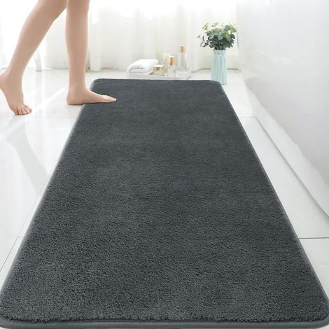Tapis Salle de Bain, Tapis de Bain Gris 60x150cm, Microfibre Tapis Absorbant Antidérapants Lavable en Machine (1/5)