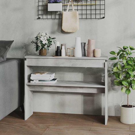 vidaXL Tavolino Consolle Grigio Cemento 102x30x80cm Legno