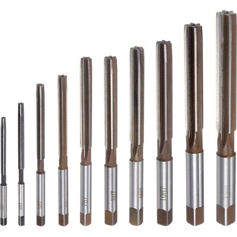 10-piece hand reamer set (3 mm, 4 mm, 5 mm, 6 mm, 7 mm, 8 mm, 9 mm, 10 mm, 11 mm, 12 mm) H7 metric reamer with straight flute made of alloy steel, steel cutting tool for metal and wood (1/5)
