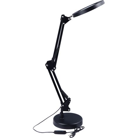 Lampe loupe de bureau LED 2 en 1, grossissement 10x, 3 couleurs, intensité lumineuse réglable en continu, avec pince et support. (1/5)