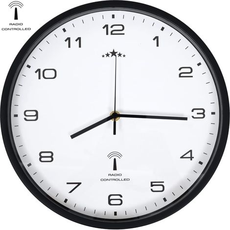 Funkwanduhr Quarzwerk 31 cm Weiß & Schwarz