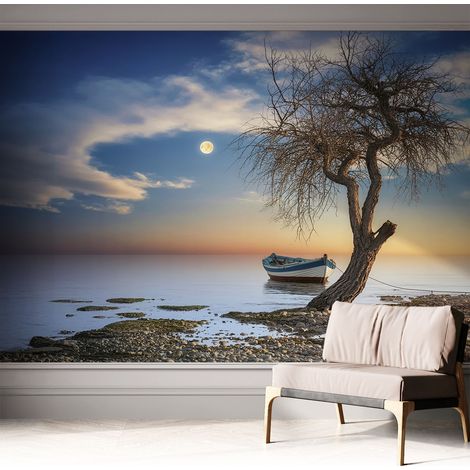 Papier peint adhésif décoratif pour salon chambre et cuisine Facile à poser avec colle Paysage paisible 312x219 cm (1/5)