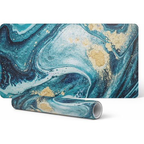 Alfombrilla de escritorio decorativa elegante con dise帽o de ondas art铆sticas en espiral, 90x45 cm.