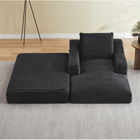 Sofá cama 160x100x85 cm gris oscuro, diseño de doble capa en espuma y tejido acanalado MEUBLIV (1/5)