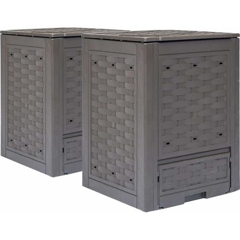 vidaXL Composteurs de jardin 2 pcs 60x60x83 cm 600 L Plastique rotin (1/5)