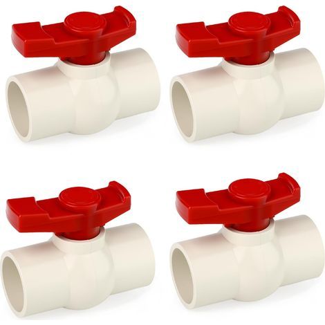 4-Piece Ball Valve Set, 25mm PVC, Corrosion Resistant, 1.6MPa Pressure, For Swimming Pools (1/5)