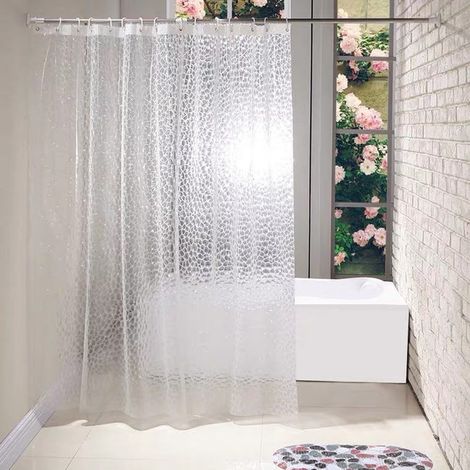 Cortina de ducha de EVA gruesa, transparente, impermeable y resistente al moho, 180 x 180 cm (1/4)
