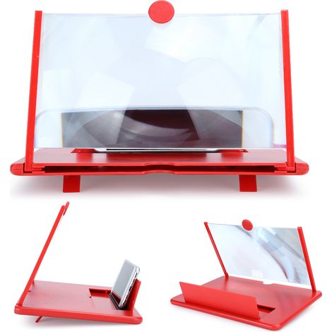 Support loupe 3D haute définition 12 pouces pour écran de téléphone portable (rouge)