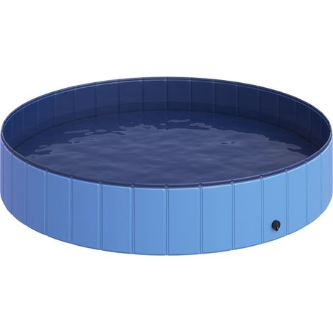 easycomfort piscina vasca da bagno portatile pieghevole per cani animali domestici in pvc azzurro φ160 x 30cm