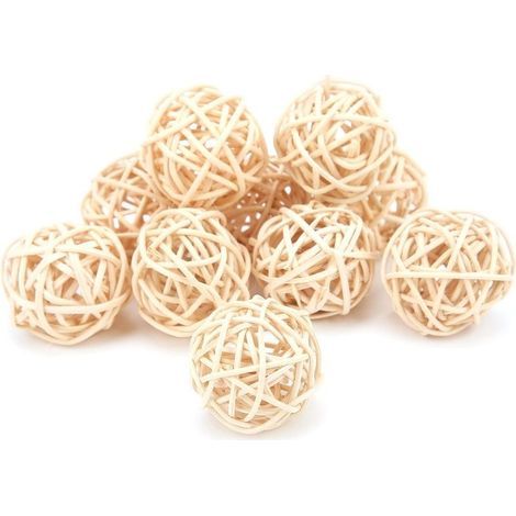 Perroquet Naturel Perruche Jouets à Mâcher Boules de Rotin pour Perruche Perruche Cacatoès Suspendu Bricolage Artisanat(3CM) 10 Pièces Boules de Rotin Bird Toys Bird Toys (1/5)