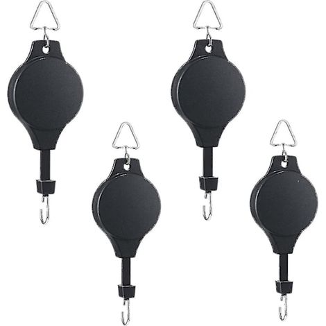 Set mit 4 Pflanzenständern, verstellbaren Aufhängern, Hängekörben für Gärten, Töpfen und Vogelfutterhäusern in verschiedenen Größen - ideales Geschenk (schwarz)