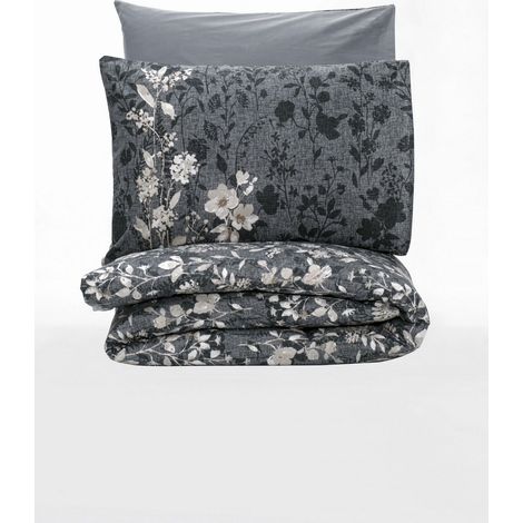Copripiumino, copripiumino, biancheria da letto Set 100% Cotone Antracite (1/4)