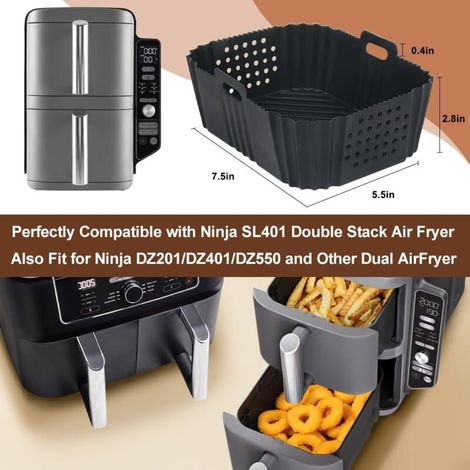 2 Paquet Moule Silicone Air Fryer pour Ninja Double Stack XL Friteuse Sans Huile SL401, Moule Accessoires Airfryer pour Foodi Max Dual Zone 9.5l AF400EU AF300EU 7.5L, Plat Pour Cuisine (1/4)